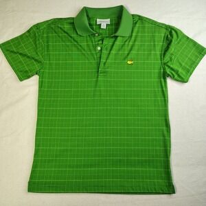 Masters Performance Polo Shirt Mens Large Green Windowpane Golf Short Sleeve L